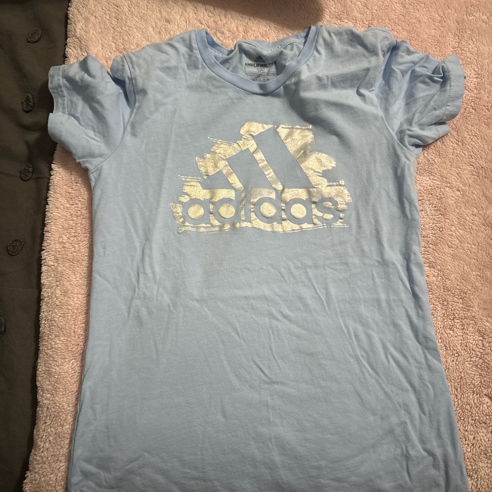 Adidas Blue Short Sleeve Tee with Silver Logo